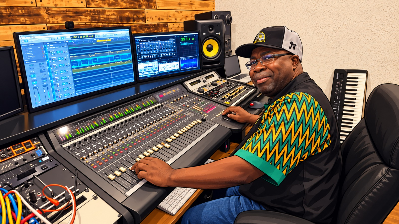 Angus Digital at the studio mixing console